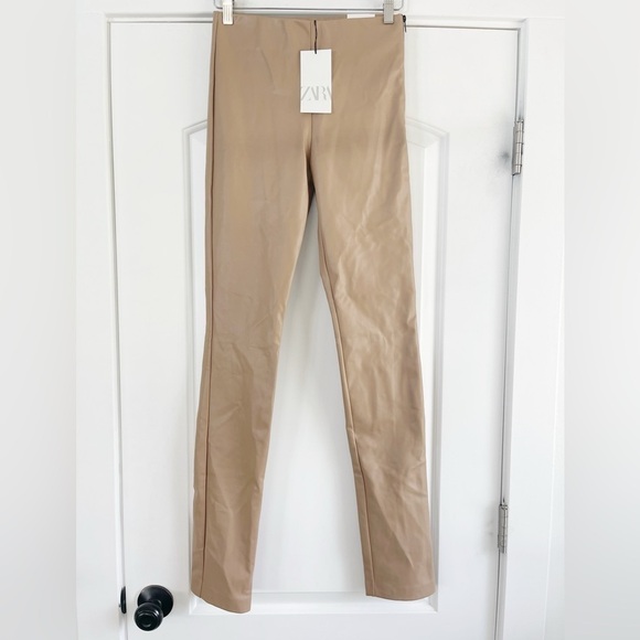 Zara Blogger Fav Tan Faux Leather Legging - S - Picture 4 of 7
